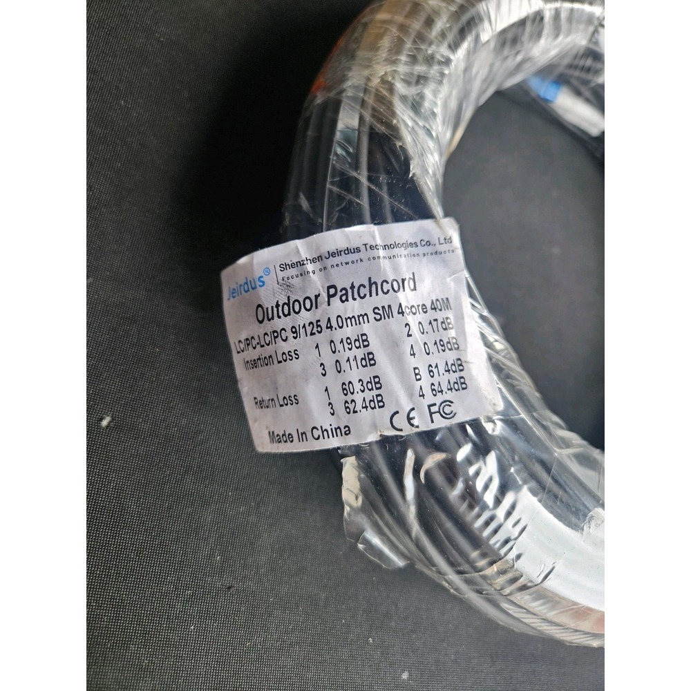Jeirdus 40M 131FT 4 Core LC-LC Outdoor Singlemode Fiber Optic Cable 9/125